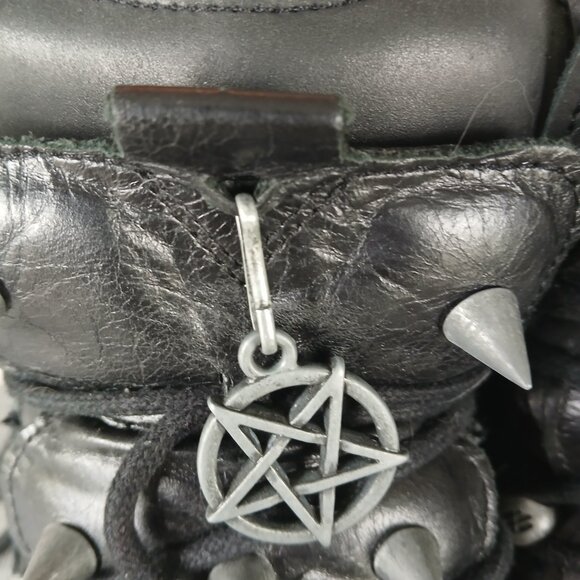 New Rock Black Leather Spiked Ankle Boots-110-S Euro size 40 US / 9.5 Womens US - Picture 3 of 14